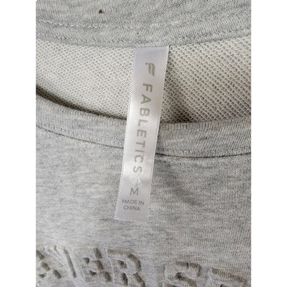 Fabletics Stacey Pullover Never Settle Sweatshirt Crew Neck Light Gray Size M - Picture 6 of 6